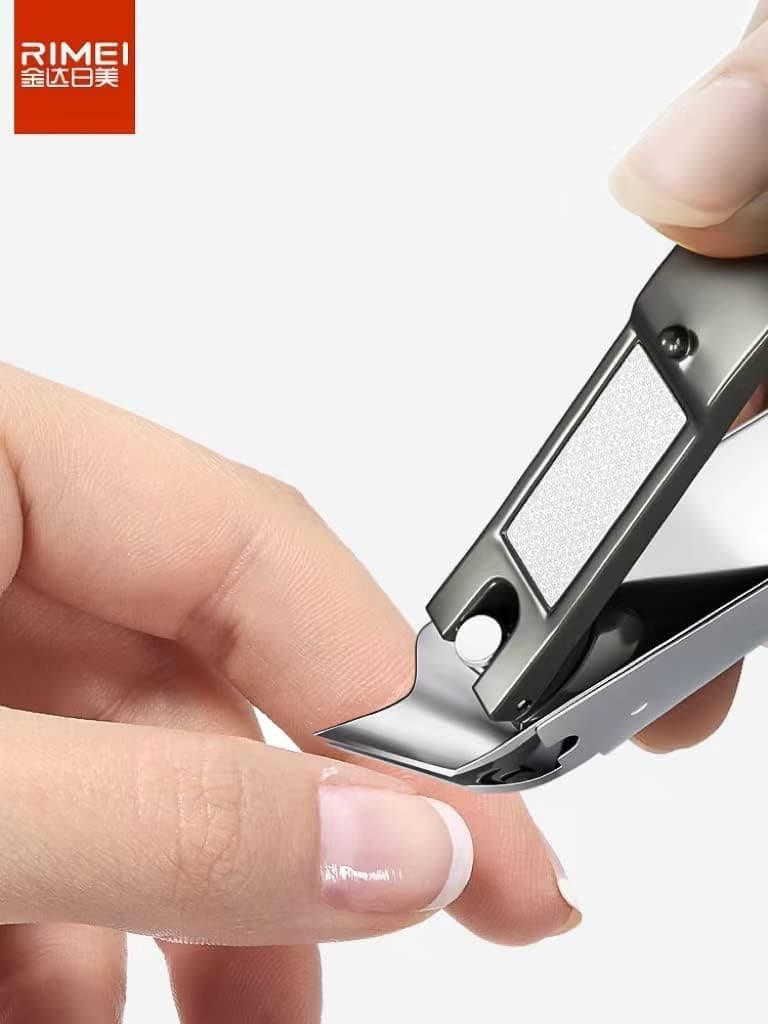 RIMEI Edge Nail Cutting Clipper with Catcher Pedicure Manicure Tool Slanted Tip Cuticle Nail Clipper Cutter Nail Clipper Cutter Pedicure Manicure Tool (Black)