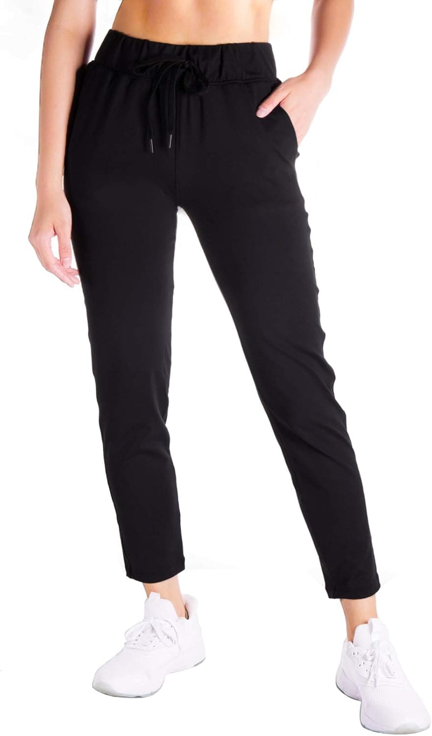 Yogipace Petite/Regular/Tall Women's 7/8 On The Fly Pants Drawstring Casual Lounge Joggers Travel Sweatpants